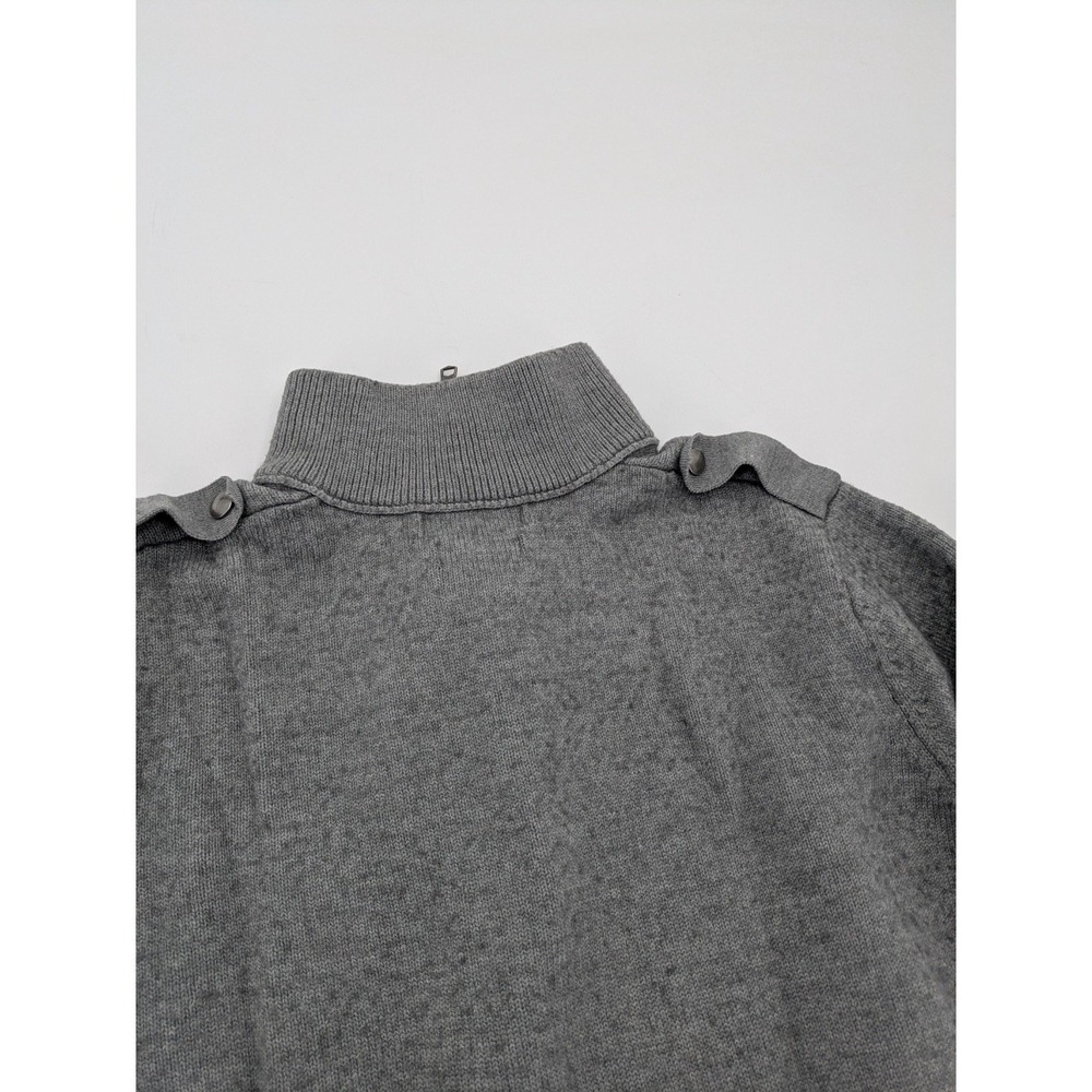 Banana Republic Mock Neck Sweater Mens XL Grey Italian Wool Military Epaulets - Picture 10 of 10